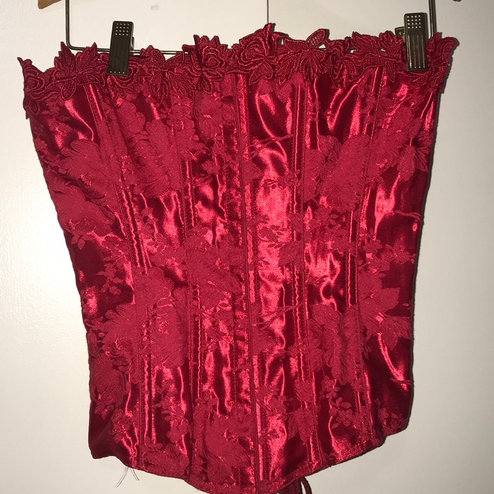 Sexy Red Lace Satin Up Corset